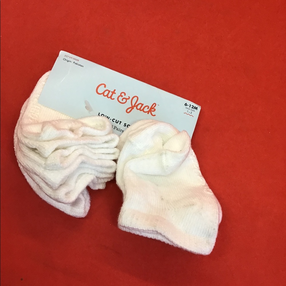 Cat & Jack - Low Cut Socks - Size 6- 12M - White